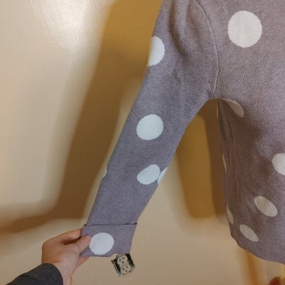Cynthia Rowley Size Small Light Purple White Polka Dot Sweater Soft Casual S - Picture 12 of 14